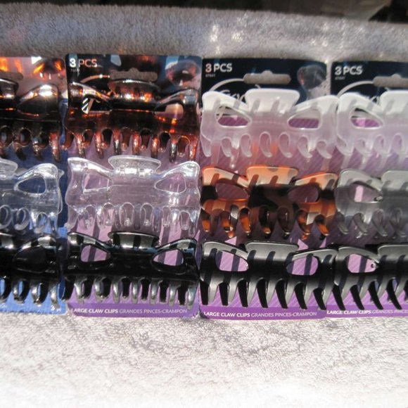 3 Goody Claw Clips Large Hair Jaw Glossy Matte Frosted Plastic Black Clear Brown - Picture 5 of 10